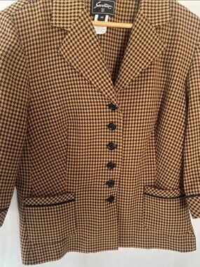 Sweet Suit Houndstooth Blazer in Brown & Black Vintage. Size 14